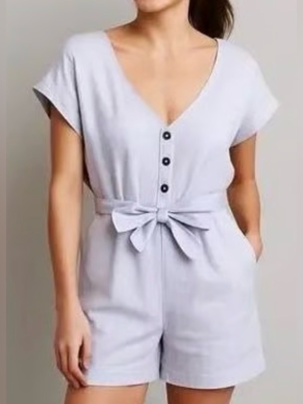 Organic Cotton PATAGONIA Gauze Romper Beluga Blue Drawstring One Piece Jumpsuit